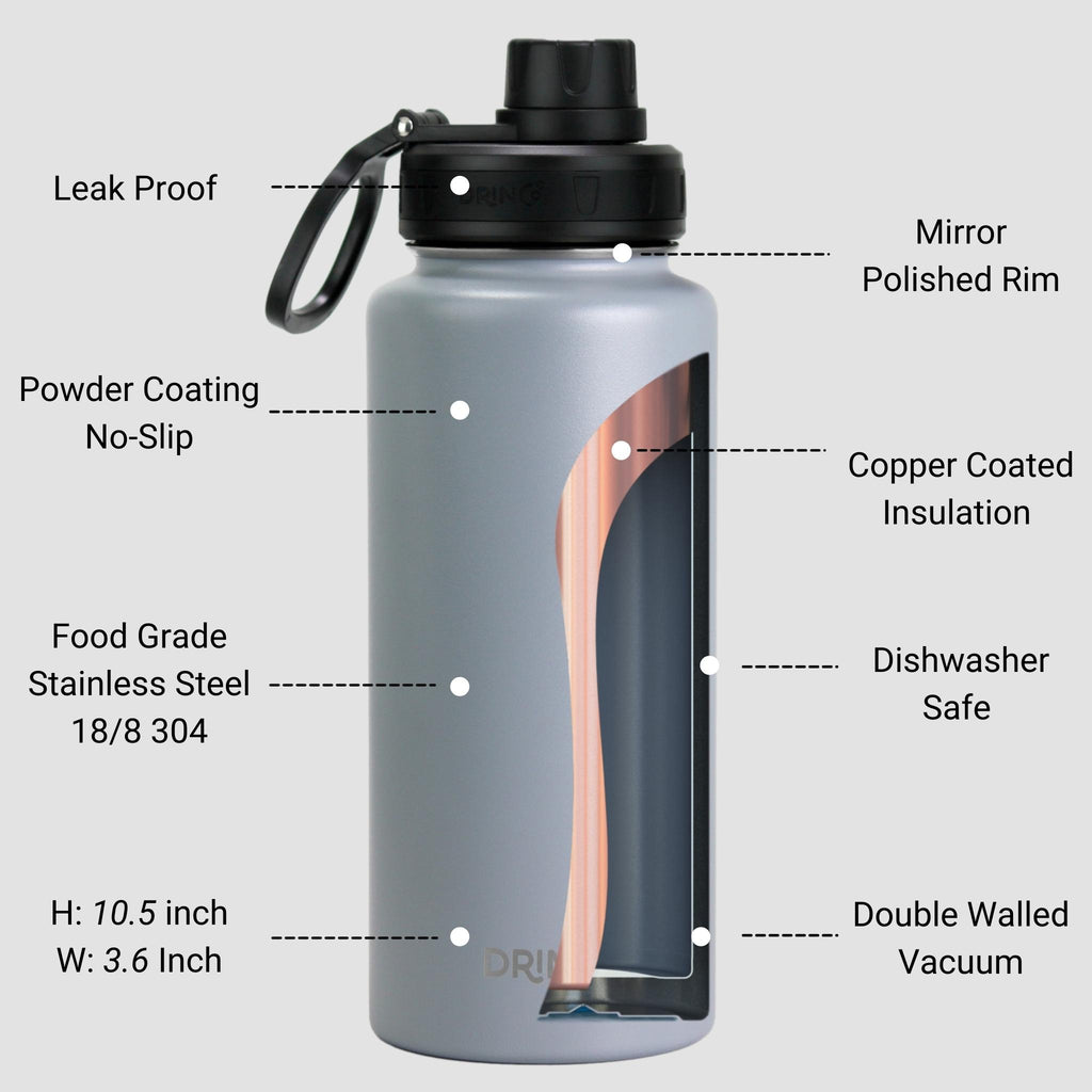 Leakproof 32oz stainless steel water bottle – double wall vacuum insulated by Kassel Trade™