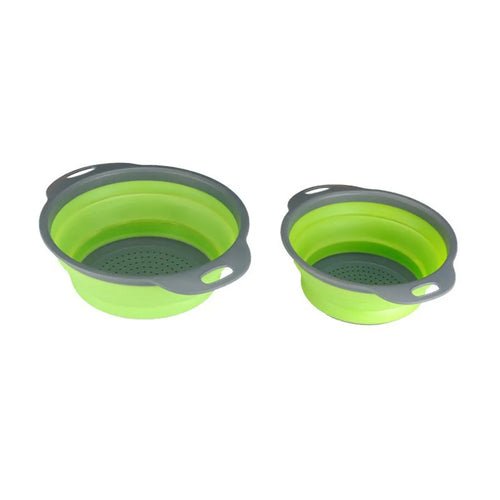 Kassel Trade™ Collapsible Silicone Colander — Space - Saving Kitchen Strainer (Green) - Kassel Trade