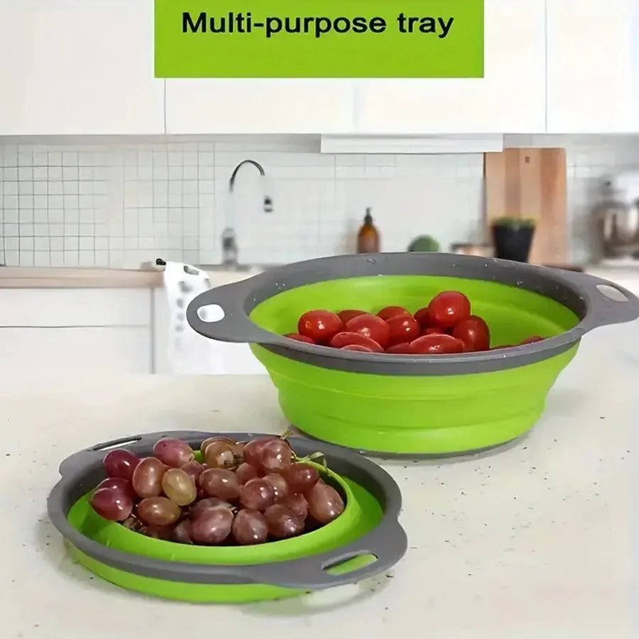 Kassel Trade™ Collapsible Silicone Colander — Space - Saving Kitchen Strainer (Green) - Kassel Trade