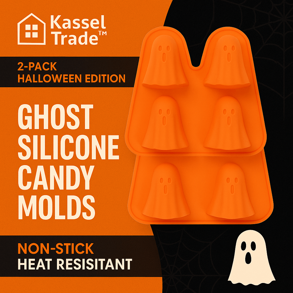 Kassel Trade™ silicone candy mold (2-Pack) — non-stick Halloween baking tray for chocolate, jelly, and candy.
