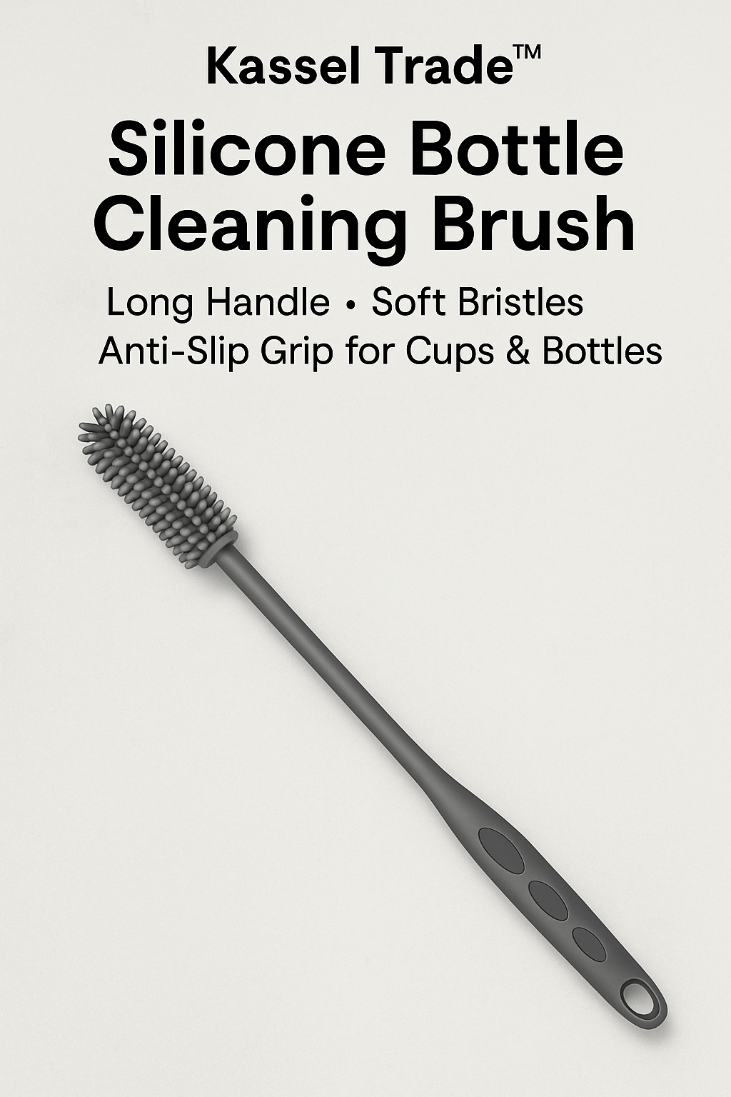Kassel Trade™ Silicone Bottle Cleaning Brush – Long Handle, Soft Bristles