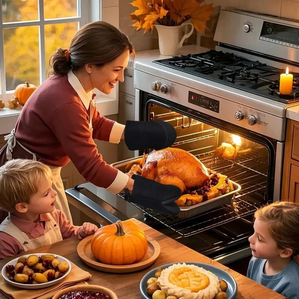 Kassel Trade™ Silicone Oven Mitts – Heat - Resistant 500°F | Non - Slip Grip & Hanging Loop - Kassel Trade