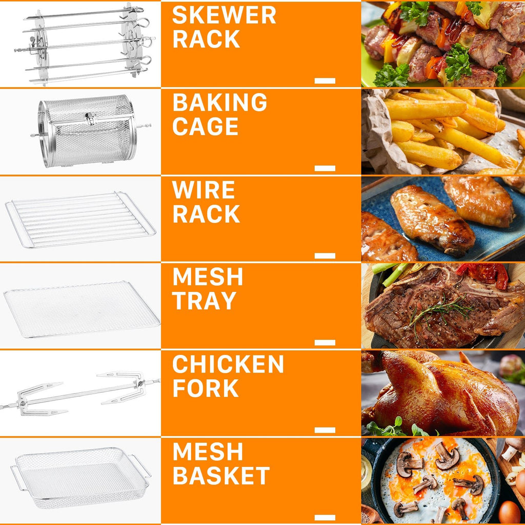 Kassel Trade™ Air Fryer Oven Accessories – Baking Rack, Basket, Tray