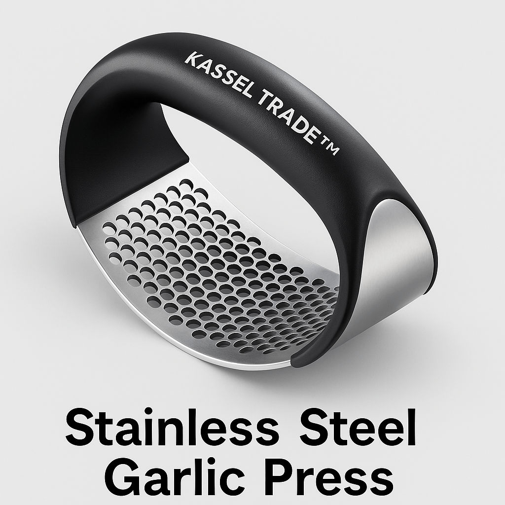 Kassel Trade™ Stainless Steel Garlic Press – Ergonomic Handle, Easy - Clean Manual Crusher for Garlic & Ginger - Kassel Trade