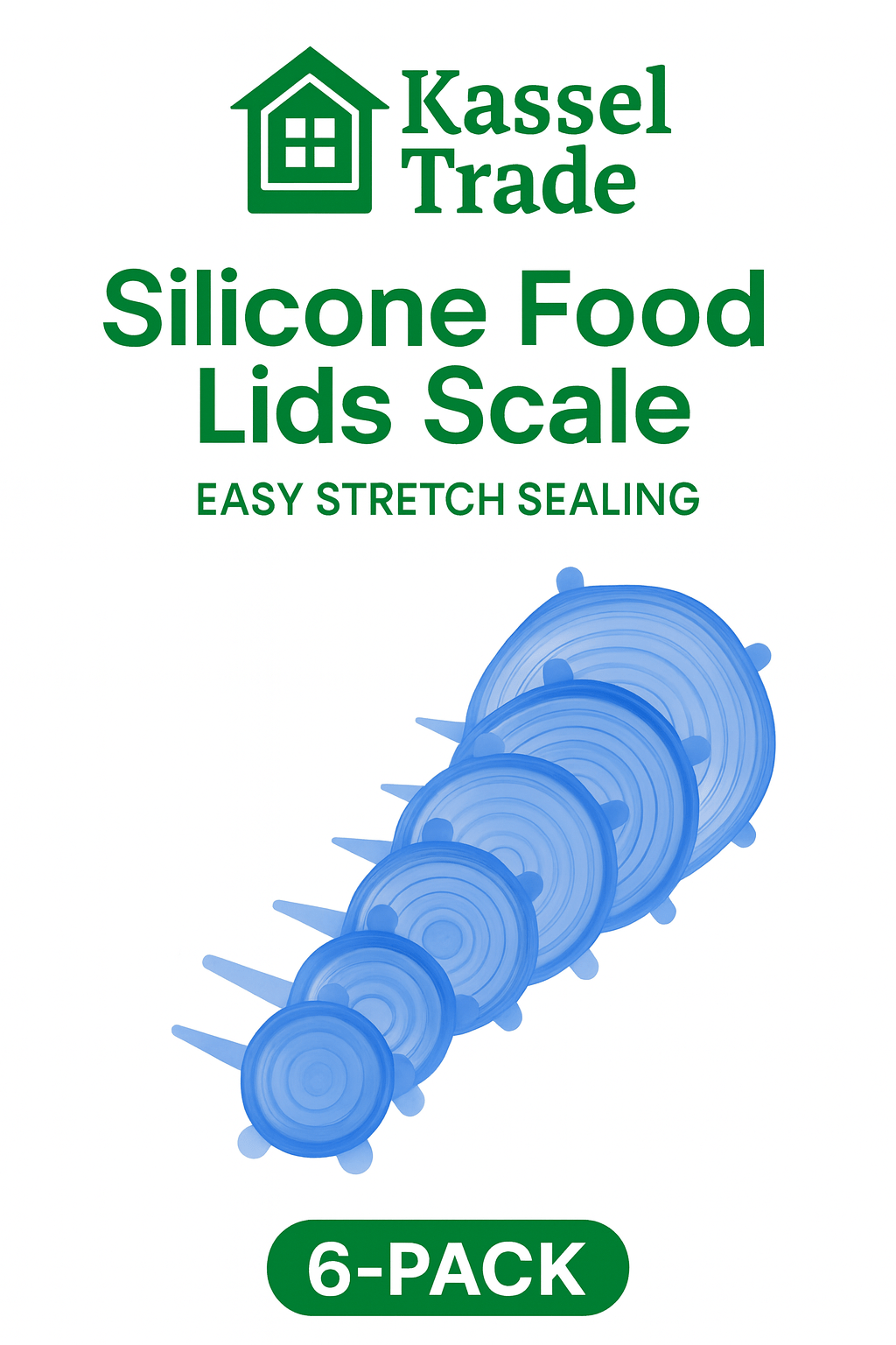 Silicone Food Lids (6 Piece Set) – Reusable Stretch Covers for Bowls, Containers & Cups | Eco - Friendly & Airtight Seal - Kassel Trade