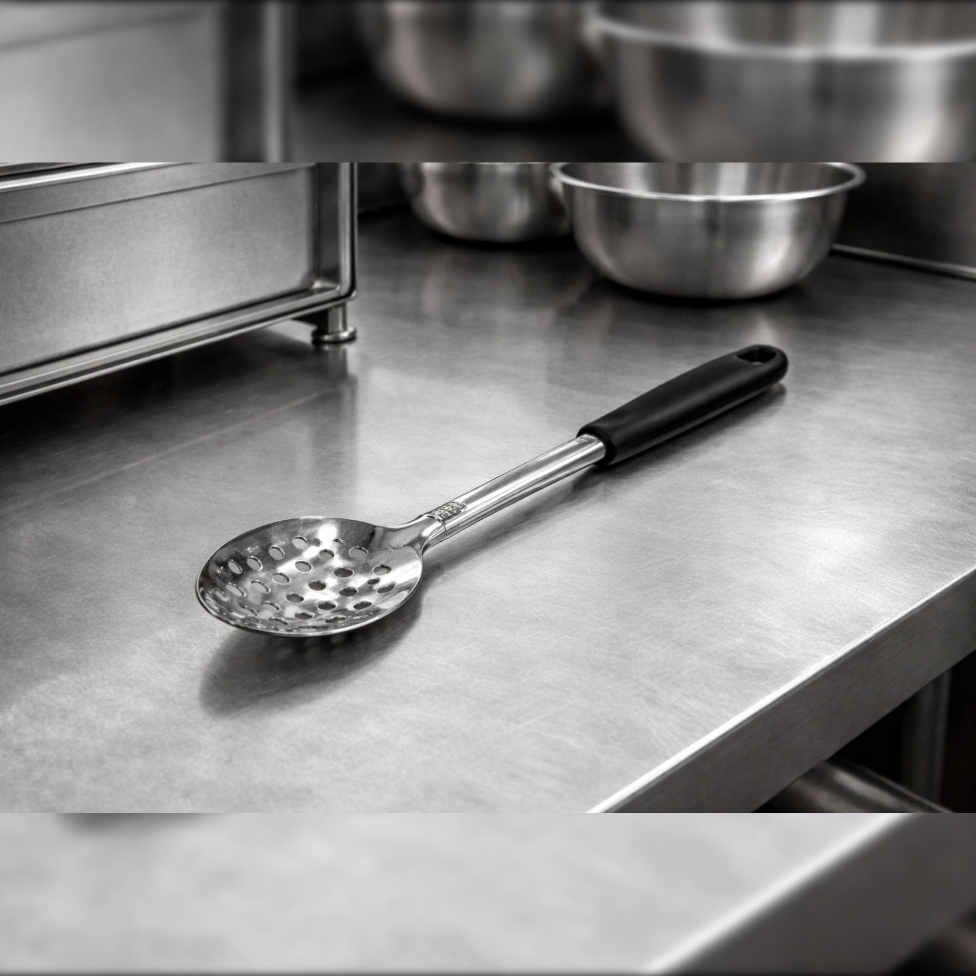 Winco 13 - Inch Perforated Stainless Steel Basting Spoon with Stop - Hook – Commercial Grade - Kassel Trade