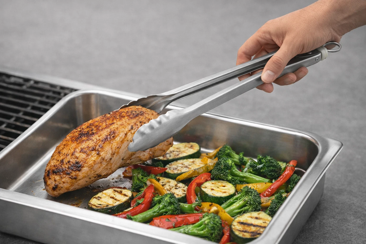 Winco UT-12HT 12" Extra Heavyweight Stainless Steel Utility Tongs 2-Pack - Image 4