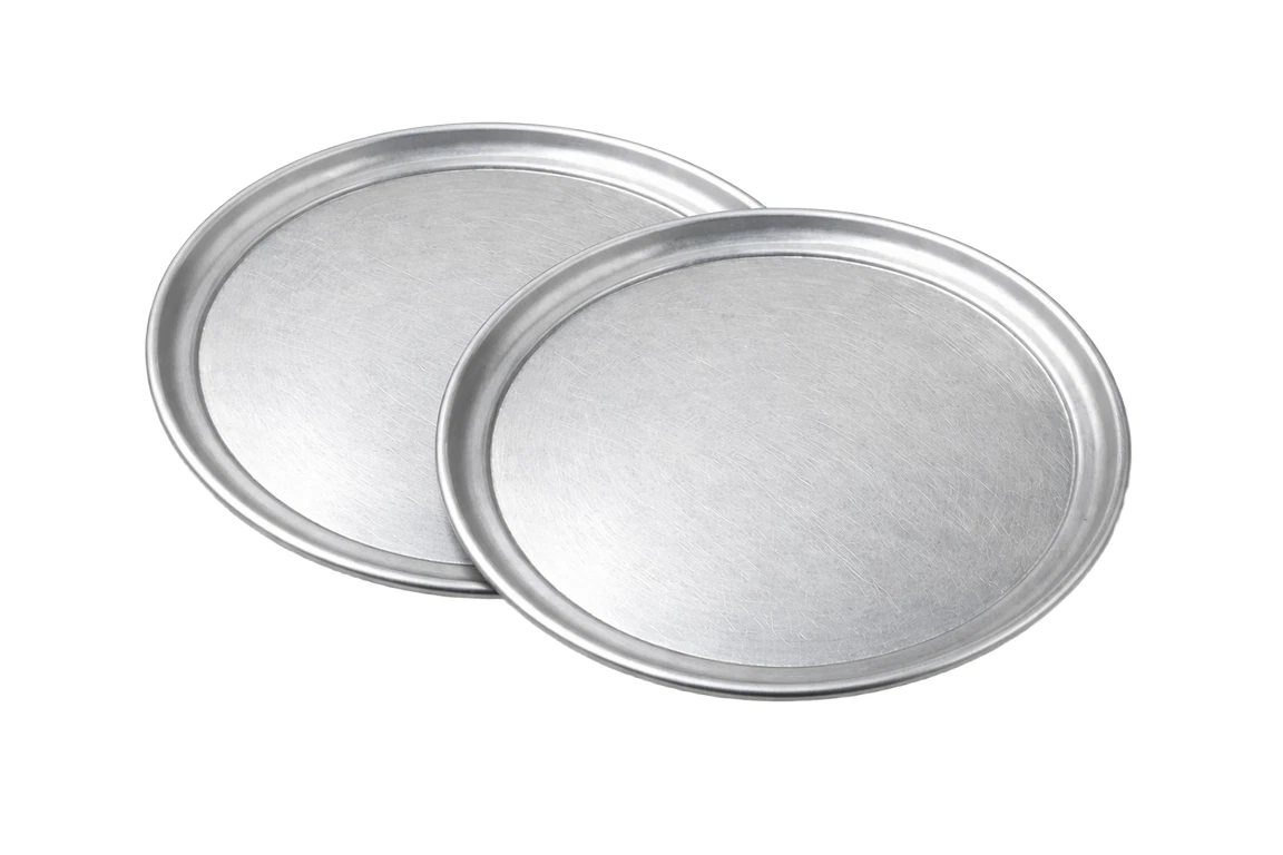 Winco APZT-14 14" Aluminum Pizza Pan 2-Pack Commercial Pizza Baking Tray